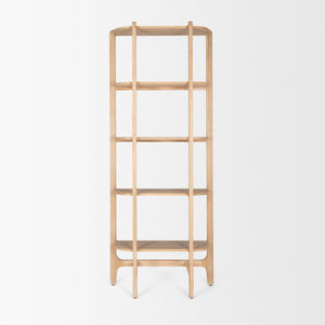 Taylin Light Brown Solid Wood Open Bookshelf