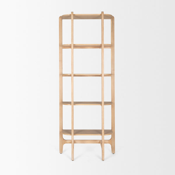 Taylin Light Brown Solid Wood Open Bookshelf