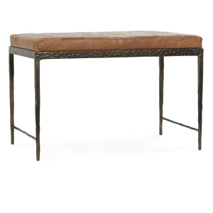 Malo Leather Bench with Hammered Iron Legs - Sedona Brown