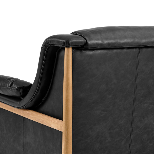Larry Faux Leather Tufted Accent Arm Chair, Casa Black