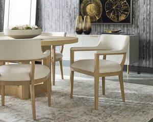 BRYLEA DINING ARMCHAIR - NATURAL - HEATHER IVORY TWEED