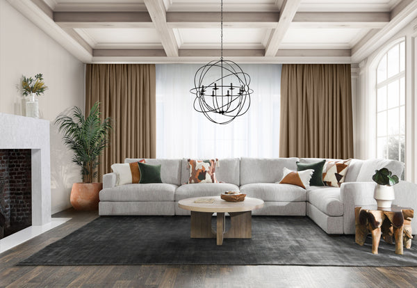 Ludwig Upholstered Sectional - Ivory with T-Cushion Design