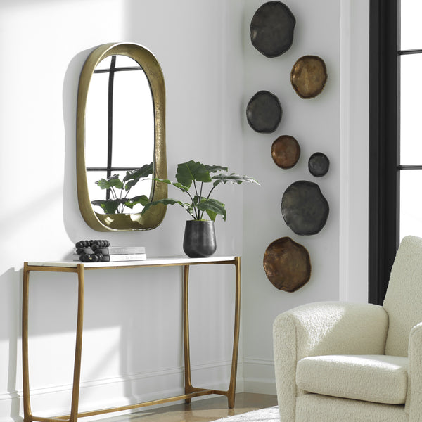 Lucky Coins Brass Wall Bowls, S/4