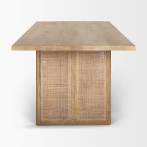 Grier 84L Light Brown Wood w/ Cane Dining Table