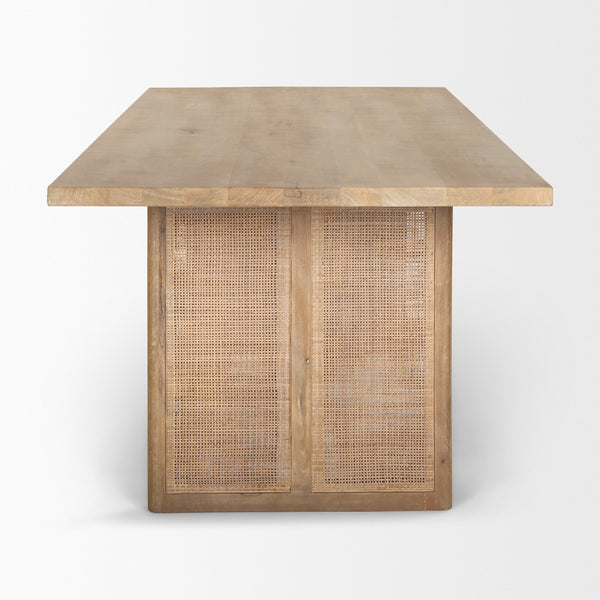 Grier 84L Light Brown Wood w/ Cane Dining Table
