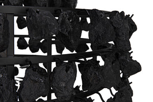 Vulcan Chandelier, Black Steel with Black Glass