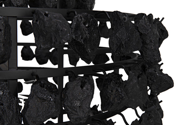 Vulcan Chandelier, Black Steel with Black Glass
