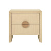 TWO DRAWER SIDE TABLE IN NATURAL GRASSCLOTH WITH CERUSED OAK HANDLES