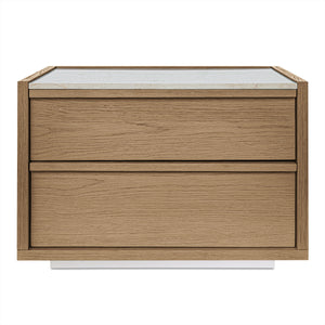 Ashcroft Nightstand Oak with Rosa Marble Top