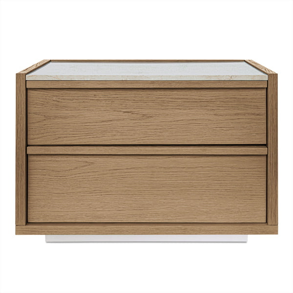 Ashcroft Nightstand Oak with Rosa Marble Top