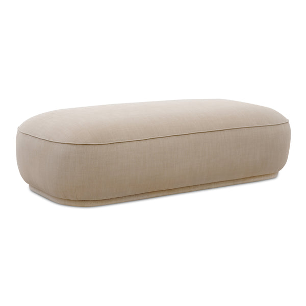 Marion Rectangular Ottoman in Beige with Recessed Base