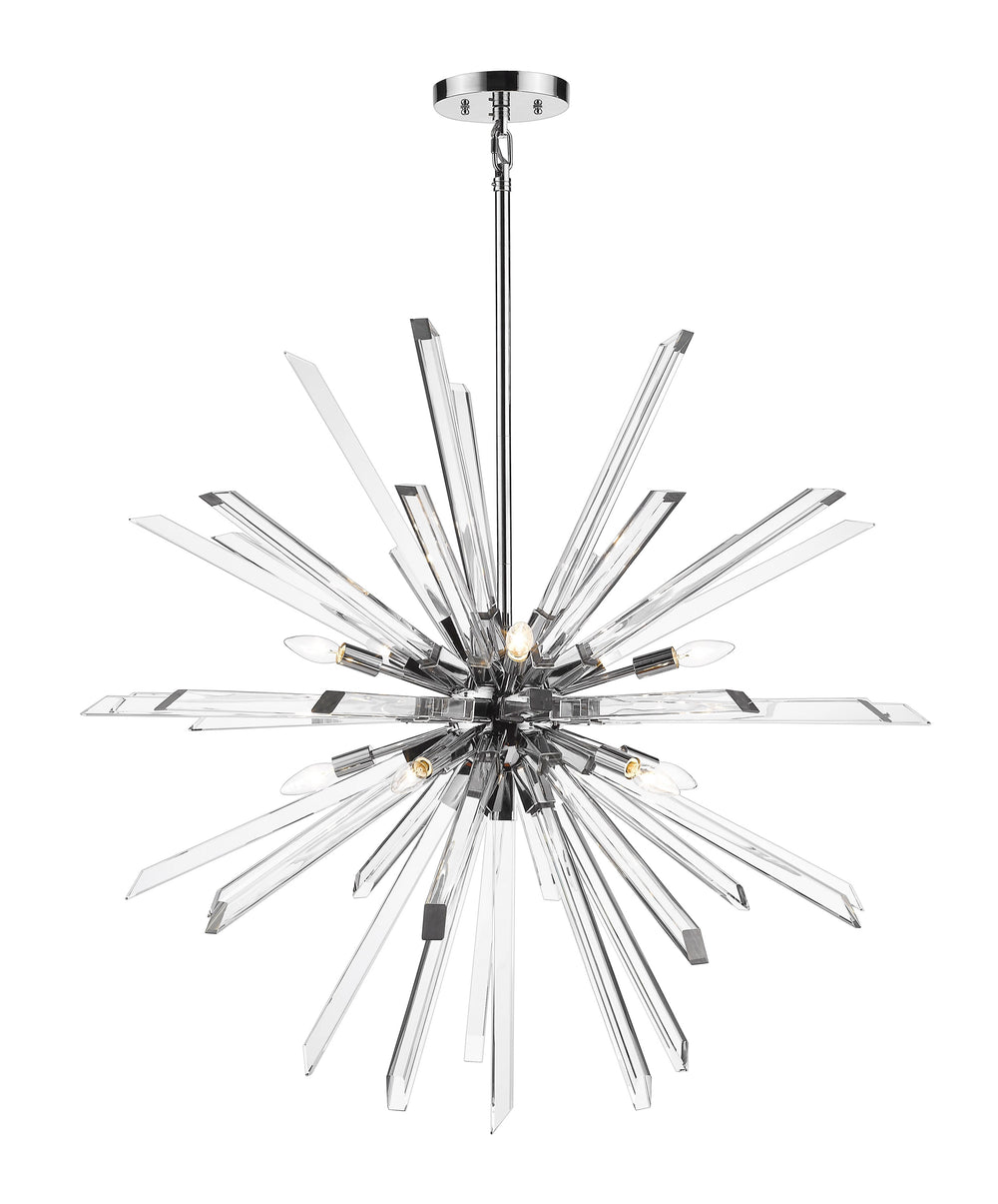 Burst 10 Light Chandelier in Chrome Finish
