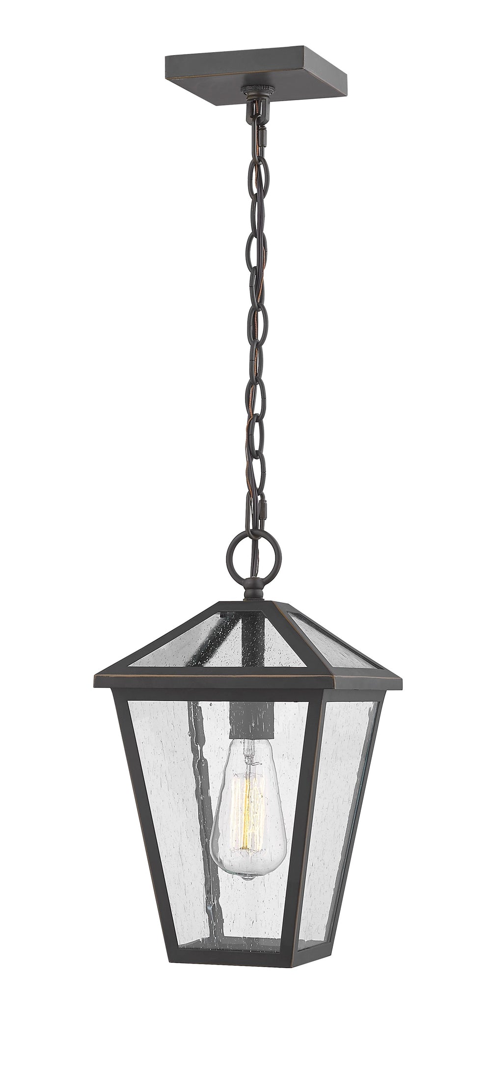 Talbot 1 Light Outdoor Chain Mount Ceiling Fixture in Rubbed Bronze Finish