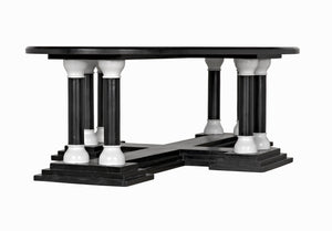 Desoto Coffee Table, Hand Rubbed Black and Solid White
