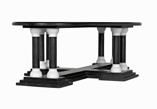 Desoto Coffee Table, Hand Rubbed Black and Solid White