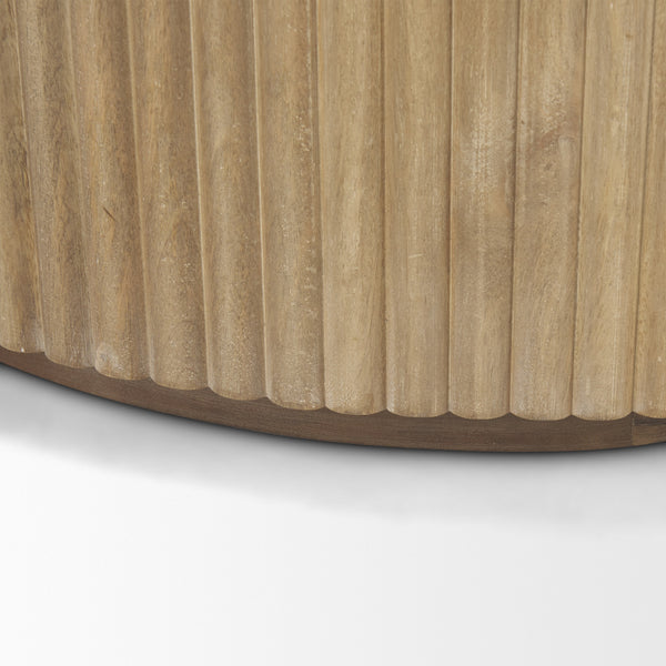 Terra Fluted Light Brown Wood 2-Door Accent Cabinet