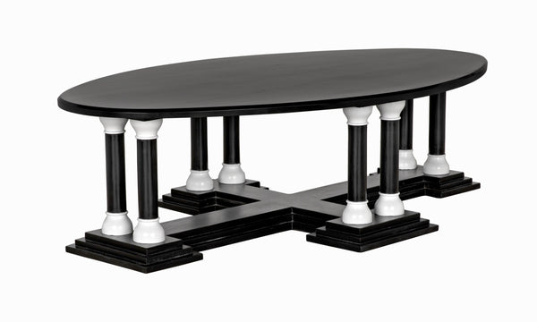 Desoto Coffee Table, Hand Rubbed Black and Solid White