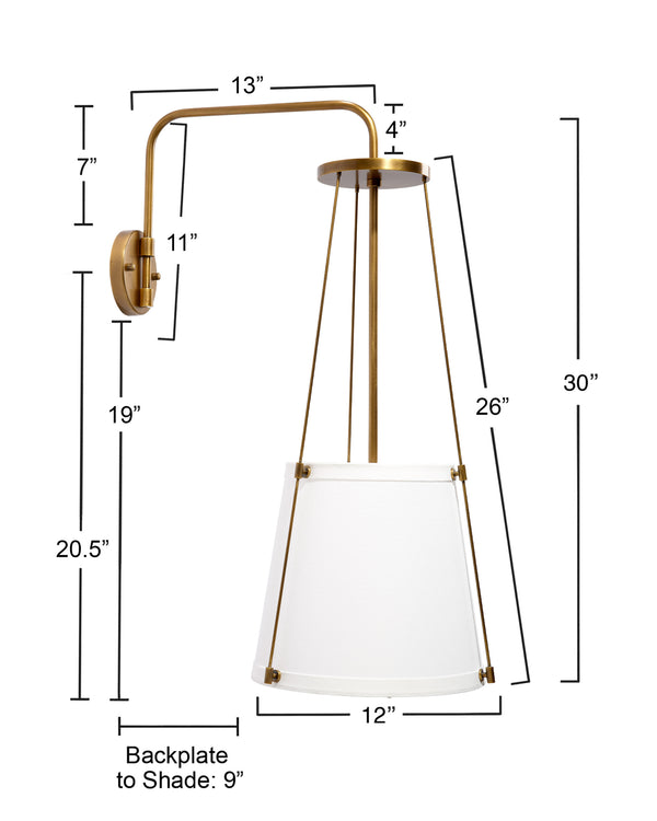  California 1-Light Wall Sconce, Antique Brass