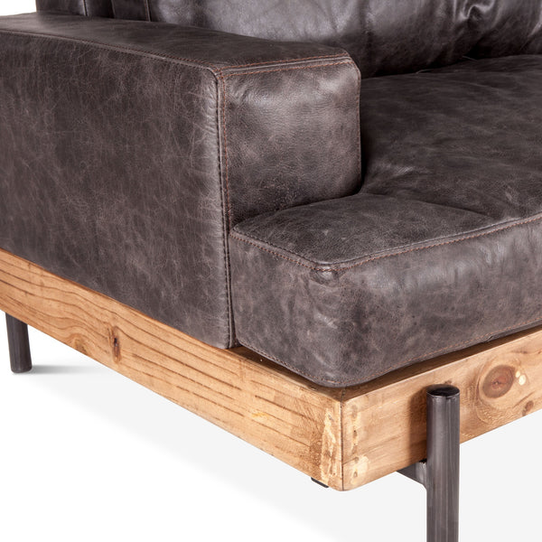 Portofino Distressed Antique Ebony Leather Sofa