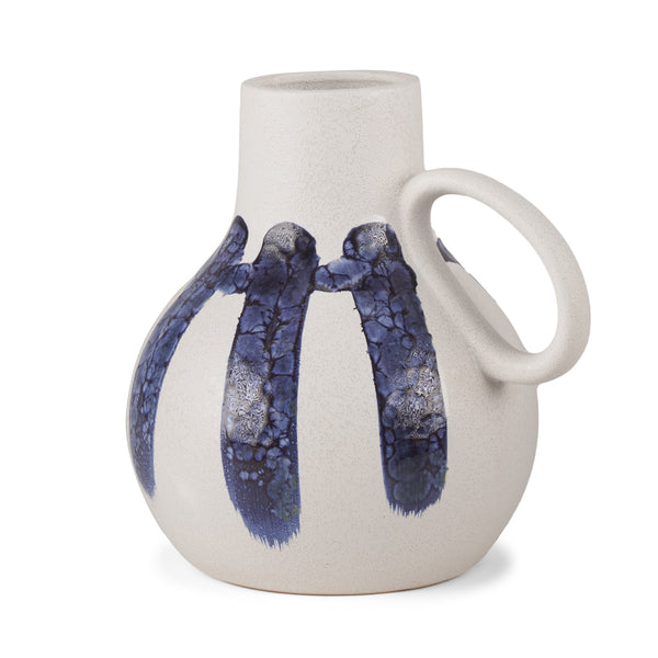 Truett White w/ Blue Stripes Ceramic Jug Vase