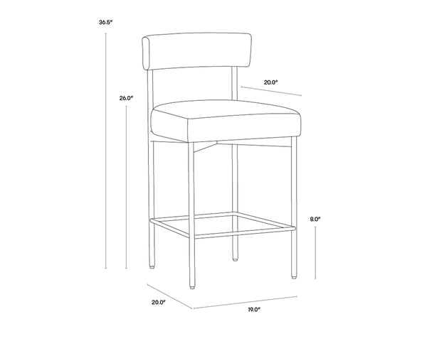 SENECA COUNTER STOOL - ANTIQUE BRASS - DANNY IVORY