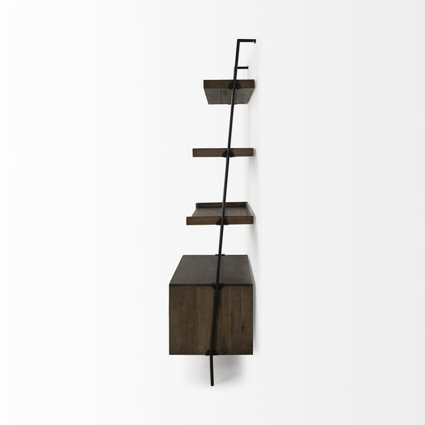 Grace 37.5L x 20W x 82H Two-Toned Brown Wood Three Shelf Shelving Unit