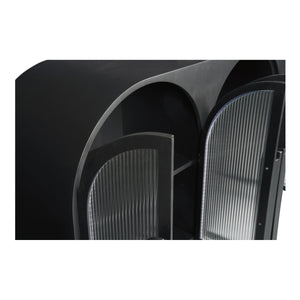 Salone Cabinet in Black with Reeded Glass