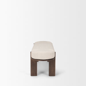Sohan Dark Elm Wood w/ Oatmeal Fabric Bench