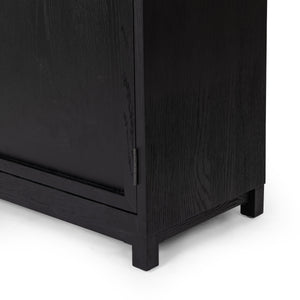 Millie Panel & Glss Door Cabinet In Mtt Blk