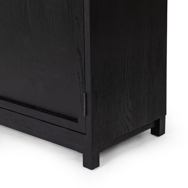 Millie Panel & Glss Door Cabinet In Mtt Blk