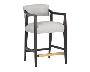 KEAGAN COUNTER STOOL - SALOON LIGHT GREY LEATHER