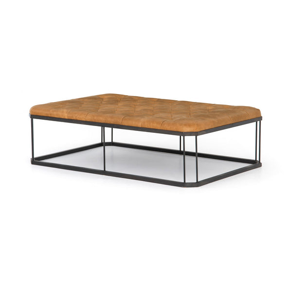 Isle Leather Ottoman-Brandy