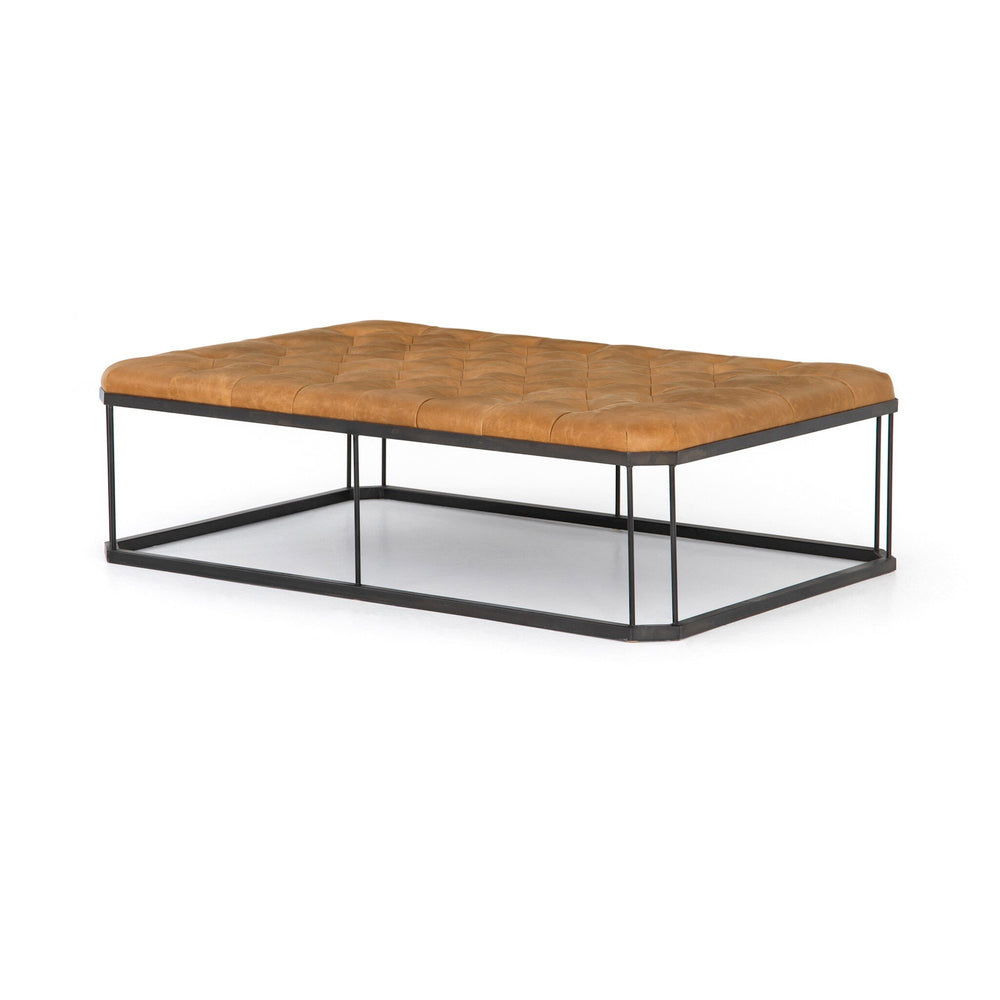 Isle Leather Ottoman-Brandy