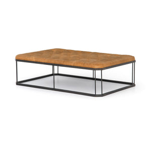 Isle Leather Ottoman-Brandy