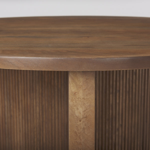 Enzo 32" Round Tabletop w/ Fluted Wood Base Foyer Accent Table