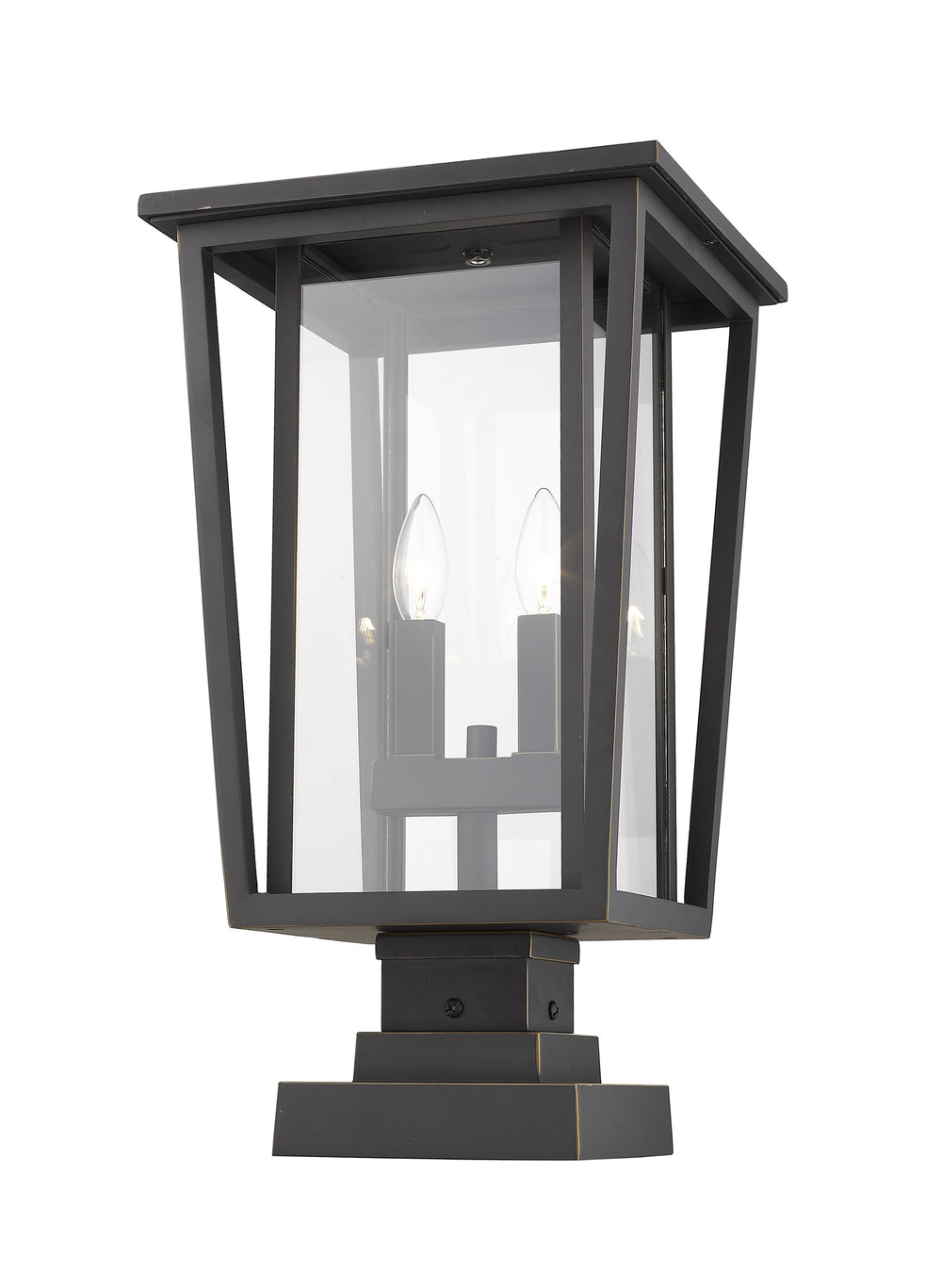 Seoul 2 Light Outdoor Pier Mounted Fixture in Oil Rubbed Bronze Finish