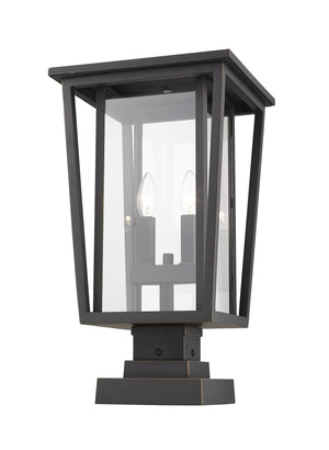 Seoul 2 Light Outdoor Pier Mounted Fixture in Oil Rubbed Bronze Finish