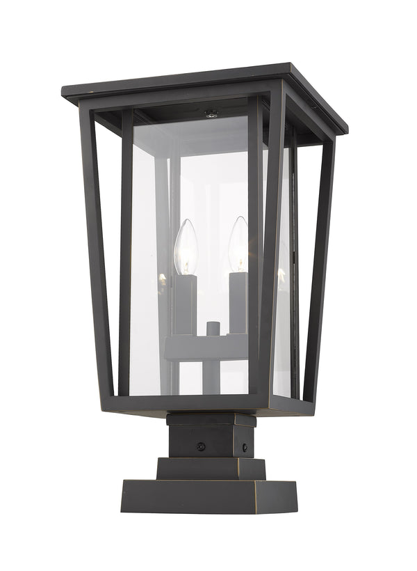 Seoul 2 Light Outdoor Pier Mounted Fixture in Oil Rubbed Bronze Finish