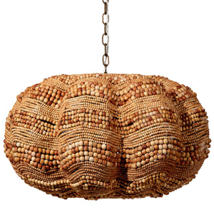 Clamshell Wood Beaded 4-Light Chandelier