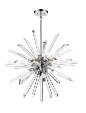 Burst 8 Light Chandelier in Chrome Finish
