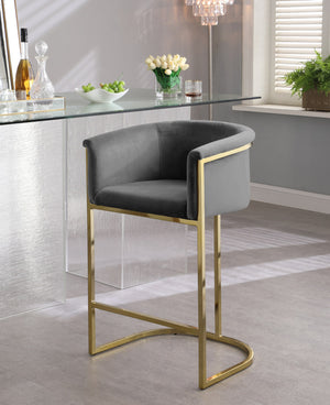 David Stool In Grey Velvet