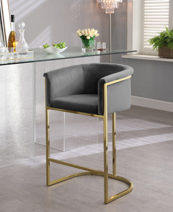 David Stool In Grey Velvet