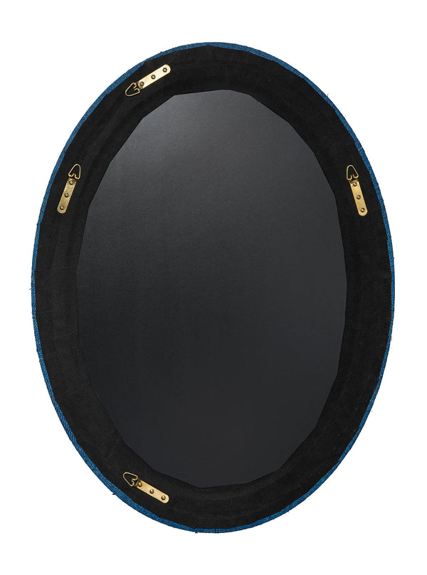 Valley Raffia Oval Wall Mirror, Indigo