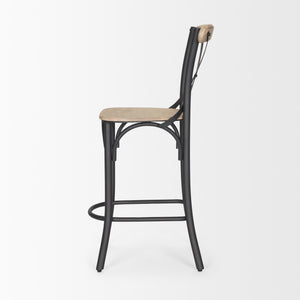 Etienne Light Brown Wood w/ Iron Metal Counter Stool