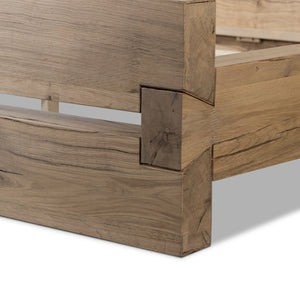 Lia Queen Bed in Natural Reclaimed French Oak
