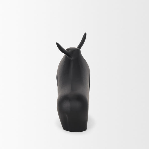 Radu Large Matte Black Metal Bull Decorative Object