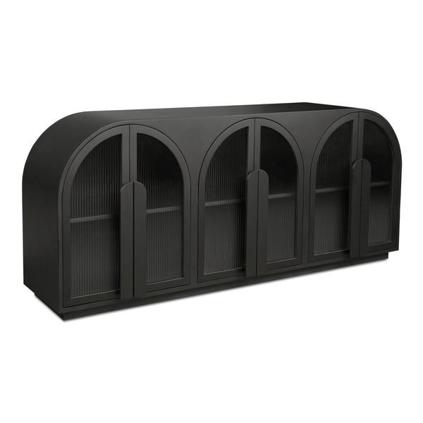 Salone Sideboard Black with Reeded Glass Doors