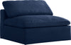 Carmen Cloud Armless Chair In Navy Linen Fabric