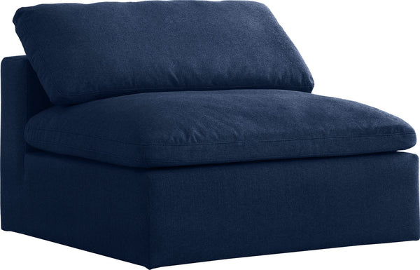 Carmen Cloud Armless Chair In Navy Linen Fabric