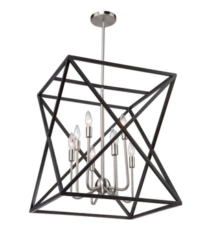 Elements AC11042 Chandelier in Black & Polished Nickel